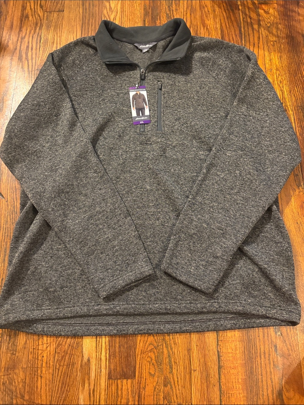 🎉NWT! Eddie Bauer Men's Charcoal Heather Radiator Quarter-Zip Fleece!